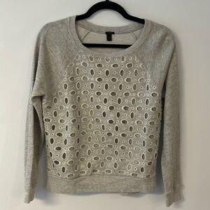 J. Crew cotton/silk gray patterned sweatshirt